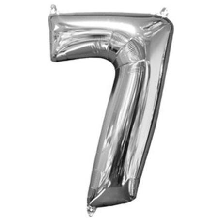 ANAGRAM 26 in. Number 7 Silver Super Shape Foil Balloons 88601